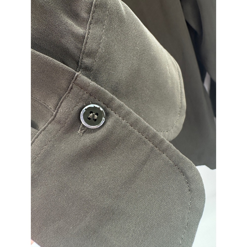 Vince Button Down Shirt Size XL Olive Green Silk Blend Top Long Sleeve - Picture 10 of 11